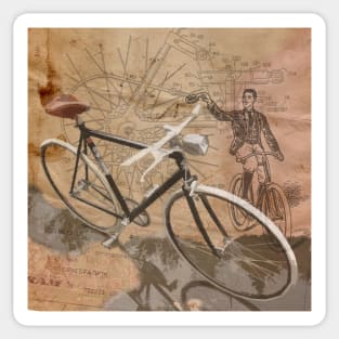 VINTAGE RETRO CYCLIST digital print Sticker